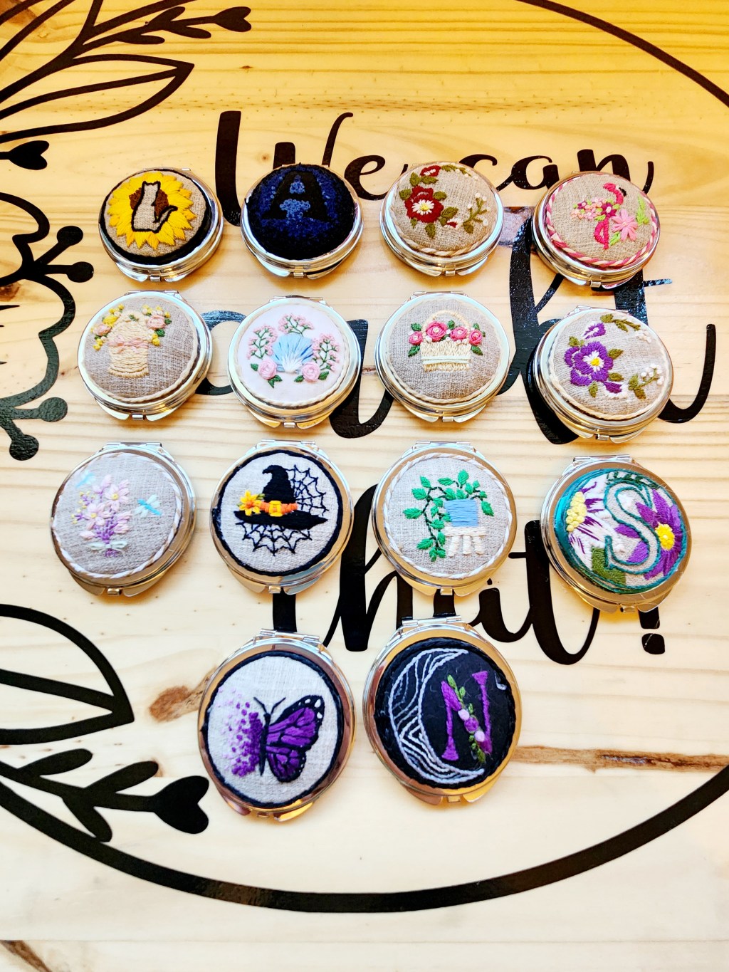 Embroidered Compact Mirrors