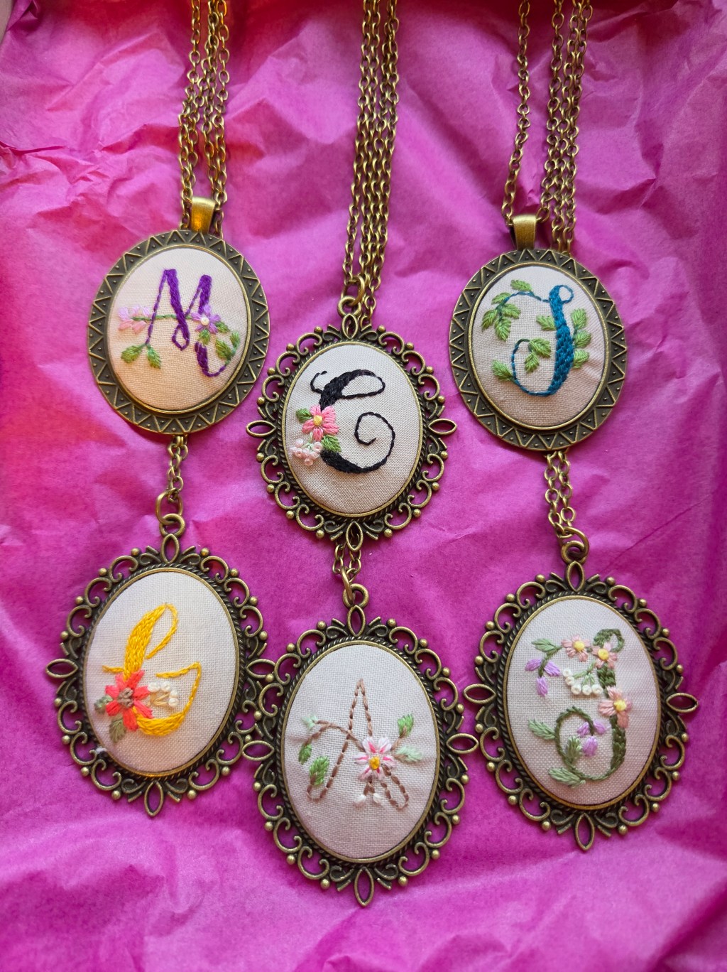 Embroidered Pendant Necklace