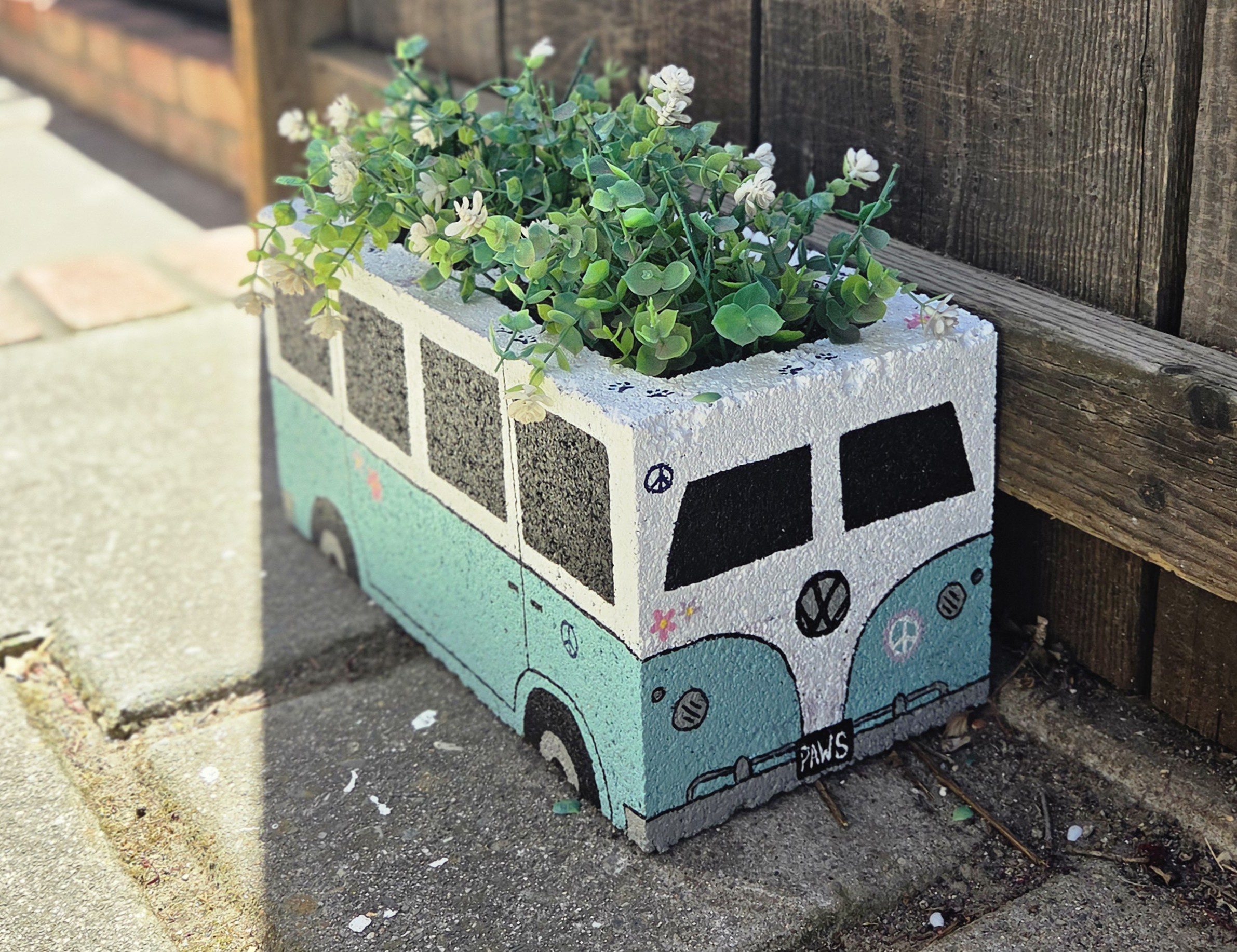 Painted Volkswagen Bus Planter